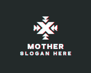 Cyber - Focus Letter X Glitch logo design