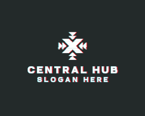 Central - Focus Letter X Glitch logo design