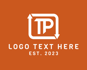 White - Arrow Loop Monogram Letter TP logo design