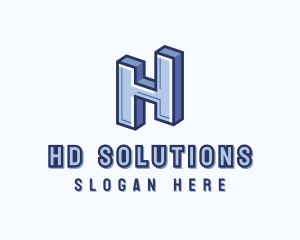 3D Business Letter H logo design