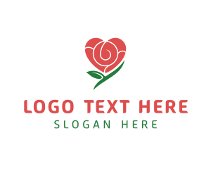 Dating - Valentine Rose Heart logo design