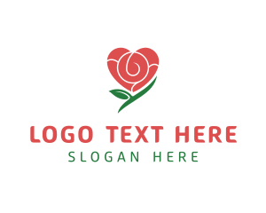 Romance - Valentine Rose Heart logo design