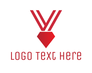 Win - Red Diamond Medal logo design