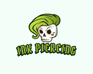 Piercing - Punk Skull Rocker logo design