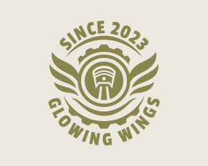 Mechanical Piston Wings logo design