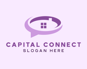 Purple Realty Speech Bubble logo design