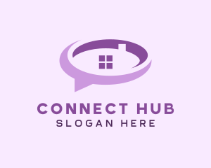 Purple Realty Speech Bubble logo design