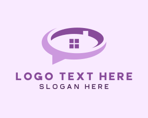 Renovation - Purple Realty Speech Bubble logo design