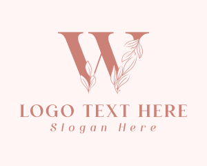 Pink - Elegant Leaves Letter W logo design