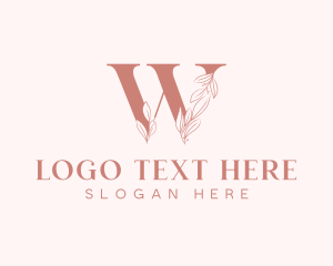 Makeup Artist - Elegant Leaves Letter W logo design