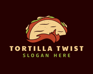 Tortilla - Retro Taco Snack logo design