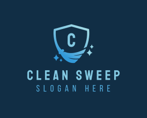 Shield Broom Housekeeper logo design