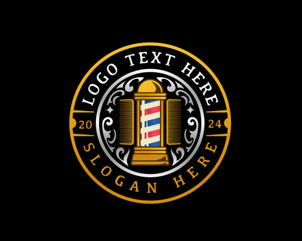 Barber - Barber Pole Comb logo design