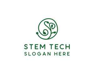 Stem - Green Organic Plant logo design