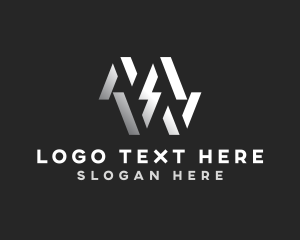 Luxury - Metallic Lightning Letter MW logo design