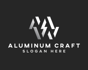 Aluminum - Metallic Lightning Letter MW logo design