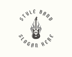 Skull Guitar Rockstar logo design