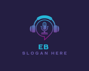 Production - Headphone Microphone Podcast logo design