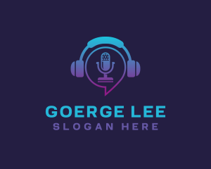 Sound - Headphone Microphone Podcast logo design