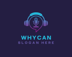 Headset - Headphone Microphone Podcast logo design