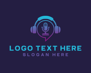 Headset - Headphone Microphone Podcast logo design