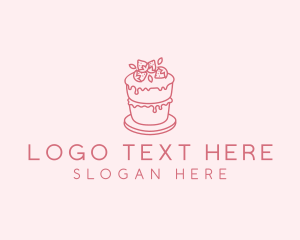 Floral - Strawberry Cake Bake logo design