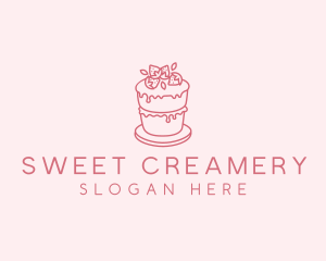 Strawberry Cake Bake logo design