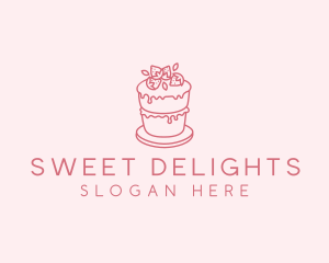 Strawberry Cake Bake logo design