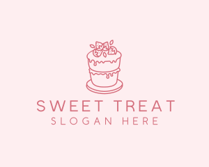 Strawberry Cake Bake logo design