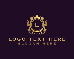 Luxury - Royal Crown Decorative Leaves logo design