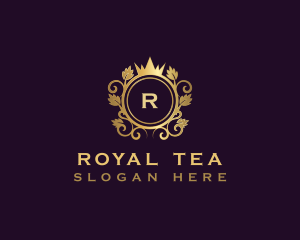 Royal Crown Decorative Leaves logo design