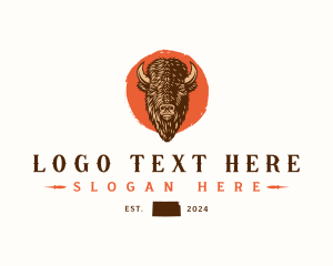 Map - Kansas American Bison logo design