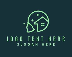 House Sitter - Sparkle House Broom logo design