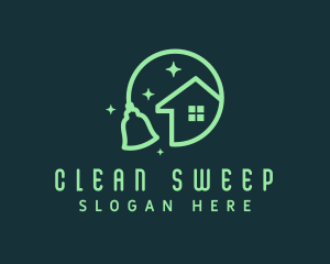 Sweeping - Sparkle House Broom logo design