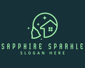 Sparkle House Broom logo design