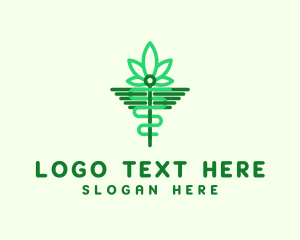 Caduceus - Hemp Medical Leaf logo design