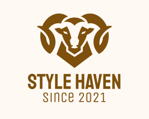 Farmhouse - Brown Ram Head logo design