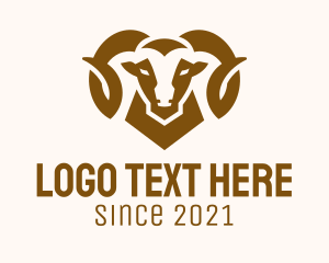 Sheep - Brown Ram Head logo design