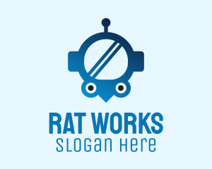 Rat - Blue Helmet Location Pin logo design