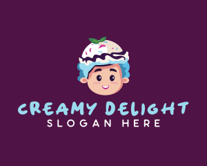 Yogurt - Ice Cream Gelato Girl logo design