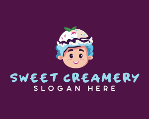 Ice Cream Gelato Girl logo design