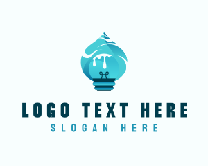 Power - Lightbulb Water Hydropower logo design