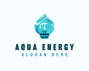 Hydropower - Lightbulb Water Hydropower logo design