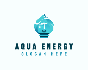 Lightbulb Water Hydropower logo design