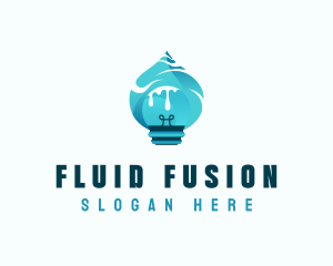 Lightbulb Water Hydropower logo design