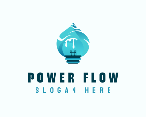 Hydroelectric - Lightbulb Water Hydropower logo design