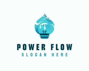 Lightbulb Water Hydropower logo design