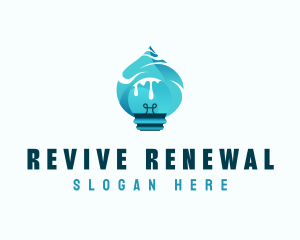 Lightbulb Water Hydropower logo design