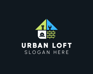 Loft - House Construction Brick logo design