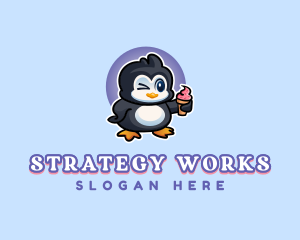 Penguin Frozen Dessert logo design